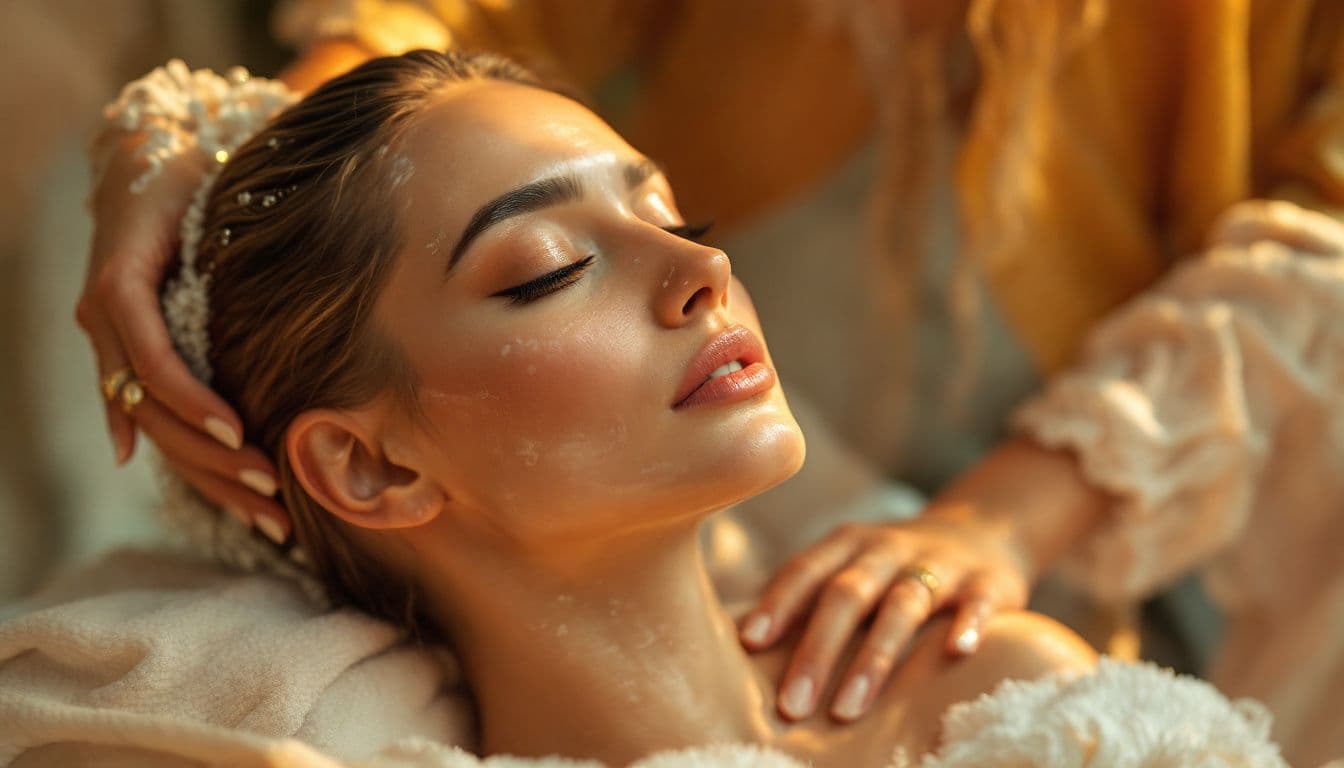 A makeup artist demonstrating cleansing techniques for skincare